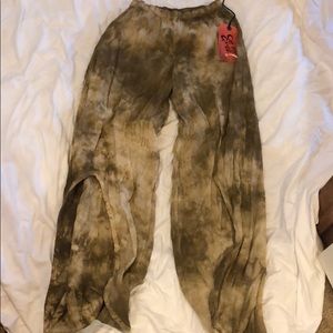 Linen open leg pants